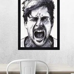 Gallery99 White & Black Freaky Man Textured Framed Wall Art-picture-29