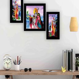 SAF Blue & Purple 3 Pieces Radha Krishna Wall Art-23