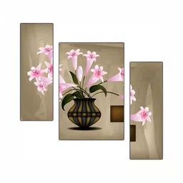 PnF Beige & Pink 3 Pieces Floral Wooden Painting Wall Arts-image-67