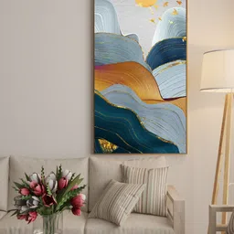 Art Street Blue & Brown Abstract Mountain Printed Wall Art-picture-21