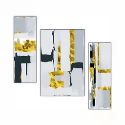 PnF Grey & Black 3 Pieces Wooden Abstract Painting Wall Art-image-85