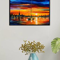 Art Street Blue & Yellow Sunset Seascape Ocean Painting Wall Art-image-10