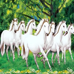 PnF Black & Green Running Horses Wooden Painting Wall Art-image-60