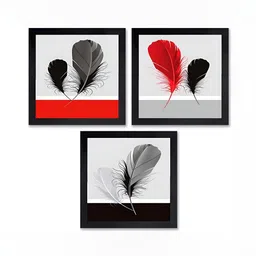 PnF Black & Red 3 Piece Paper Floral Wall Paintings-image-79
