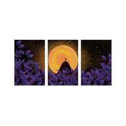 999Store Black & Purple 3 Pieces Floral & Botanical Canvas Wall Arts-picture-21