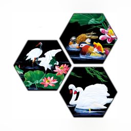 PnF Black & White 3 Pcs Wooden Birds And Animals Wall Paintings-image-22