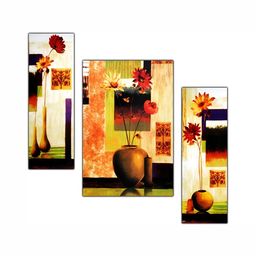 PnF Orange & Green 3 Pieces Wooden Painting Wall Arts-19