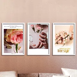 SAF 3-Pcs White & Pink Flower Painting Wall Art-image-28
