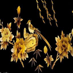 PnF Black & Yellow Floral Wooden Painting Wall Art-image-86