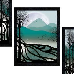PnF Charcoal & Green 3 Pieces Wooden Painting Wall Arts-image-89