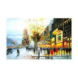 Inephos Yellow And White Street Hand-Painted Canvas Wall Art-image-14
