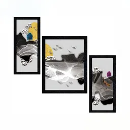 PnF White & Black 3 Piece Paper Wall Painting-image-50