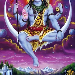 British Terminal Blue Purple Lord Mahadev Wall Painting-image-42