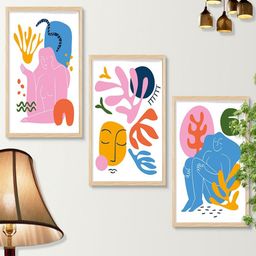 SAF White & Pink 3 Pieces Modern Painted Framed Wall Art-image-86