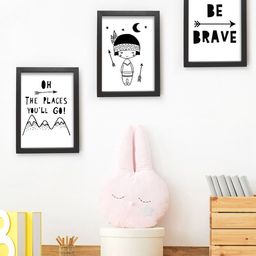 TIED RIBBONS Multi-Coloured Set Of 3 Printed Framed Wall Art-9