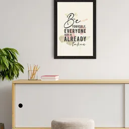 eCraftIndia Off-White & Black Be Yourself Printed Framed Wall Art-image-88