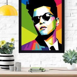 Gallery99 Black & Blue Bruno Mars Printed Framed Wall Art-image-26