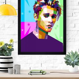 Gallery99 Blue & Green Abstract Modern ArtJustin Bieber Framed Wall Art-image-5