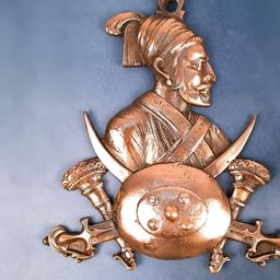 apka mart Brown Textured Metal Shivaji Maharaj Design Wall Decor-picture-19