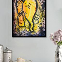 Art Street Yellow & Purple Ganesha Framed Canvas Wall Art-image-29