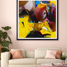 999Store Yellow & Black Abstract Printed Canvas Wall Art-19