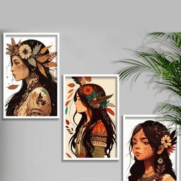 SAF 3-Pcs White & Brown Modern Art Framed Painting Wall Art-33