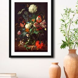 999Store Brown & Green Flowers Guldasta Printed Painting Wall Art-26