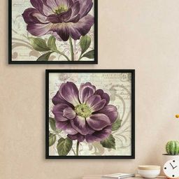 Art Street Violet Set Of 2 Floral Canvas Painting Wall Art-15