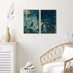 999Store Set Of 2 Blue Printed Vincent Abstract Painting Wall Art-32
