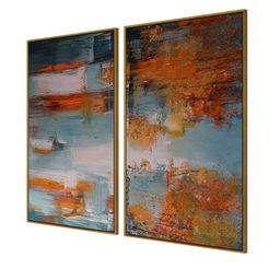 999Store Set Of 2 Brown Abstract Painting Frame Wall Art image 4