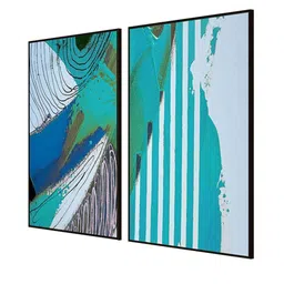 999Store Set Of 2 Green Abstract Painting Frame Wall Art image 5