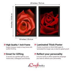 eCraftIndia Set Of 2 Red & Brown Red Roses Satin Matt Texture UV Art Painting image 4