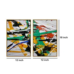 999Store Set Of 2 Multi-Colored Abstract Painting Frame Wall Art image 2