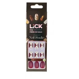 LICK Set Of 30 Reusable Press On Oval Shape Artificial Nails - Dark Pink image 4