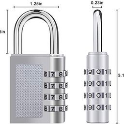 ZHENGTU Brushed Bag Lock Combination Number Locks for Door Password Key Home Digital Finger Padlock Deal Security Smart 4-Digit Safe Pin Hand Bag Shaped Combination Padlock (Silver) - 2 Pieces image 2