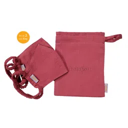 Maspar Unisex 2 Pcs Maroon Solid 3 Ply Cotton Reusable Anti-Pollution Outdoor Face Masks-1