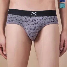 Masch Sports Pack Of 3 Printed Antimicrobial  Basic Briefs BRF-3-PRT-EI-GRY-BLU-ET-GRN-image-40