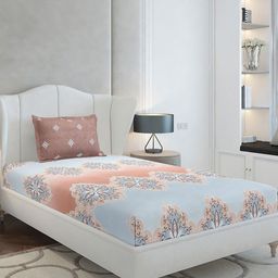 Monte Carlo Brown & Grey Ethnic Motifs Cotton 144 TC Single Bedsheet Set-2.29 m x 1.52 m-image-91