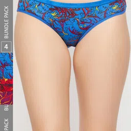 SECRETS BY ZEROKAATA Women Pack of 4 Assorted Printed Cotton Basic Briefs-image-84