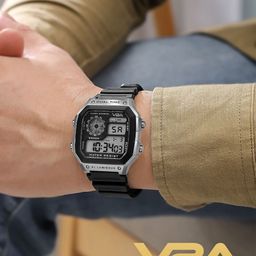 V2A Men Dial & Bracelet Style Straps Digital Watch V2A-1299-Black-Silver-01-70