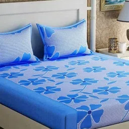 Supreme Home Collective Blue Floral Microfiber144 TC Queen Bedsheet &2 Pillow Covers-image-72