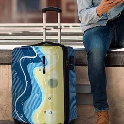 Safari Coastline Printed Poly Carbonate Small Hard Trolley Bag - 55 cm-54