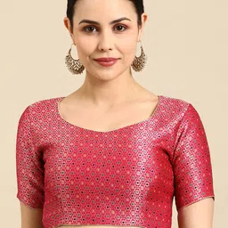 flaher Sweetheart Neck Banarasi Silk Jacquard Padded Saree Blouse-picture-46