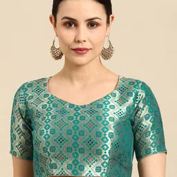 flaher Sweetheart Neck Banarasi Silk Jacquard Padded Saree Blouse-image-80