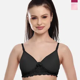 FIMS Set Of 3 Pink & Maroon Lightly Padded & Non Wired Solid Bra-picture-21