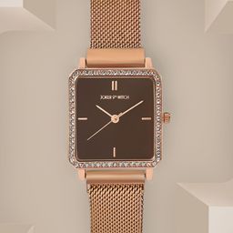 JOKER & WITCH Women Brown Embellished Dial & Rose Gold Toned Bracelet Style Straps Analogue Watch-25
