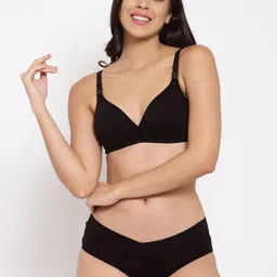 Inner Sense Women Black Solid Maternity Sustainable Lingerie Set with Anti-microbial Finish-image-23