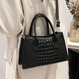 HAUTE SAUCE by Campus Sutra Women Black Vegan Leather Hand Bag-image-86