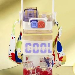 YK White Typography Printed Leak-Proof Dual Drinking Water Bottle 520ml-27