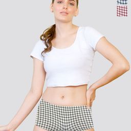 Kalyani Pack Of 3 Checked Cotton Soft & Breathable Mid-Rise Boy Shorts Briefs 7001P6V003S-24